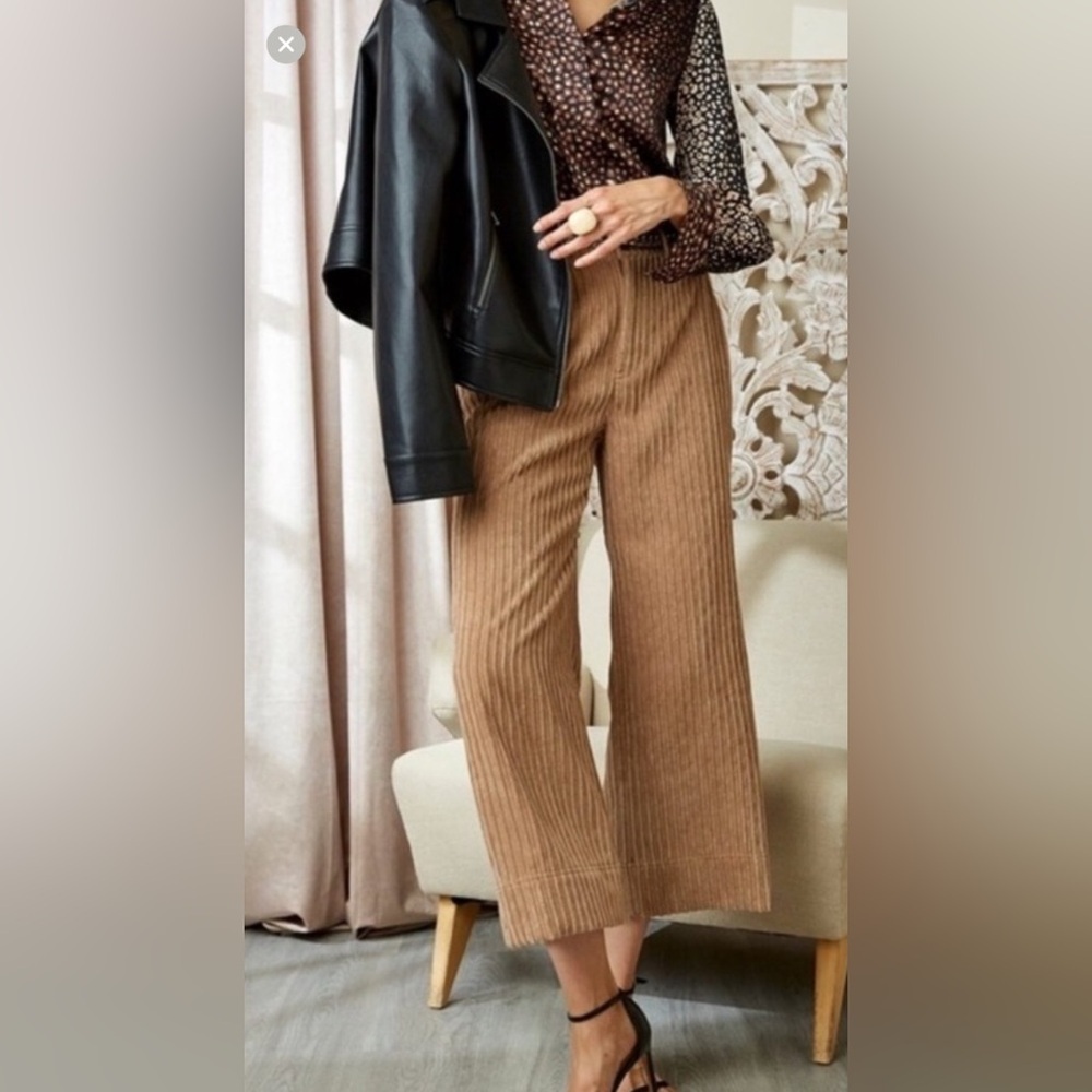 Elie Tahari Tan Cropped Corduroy Pants , Sz 6 - Picture 1 of 13
